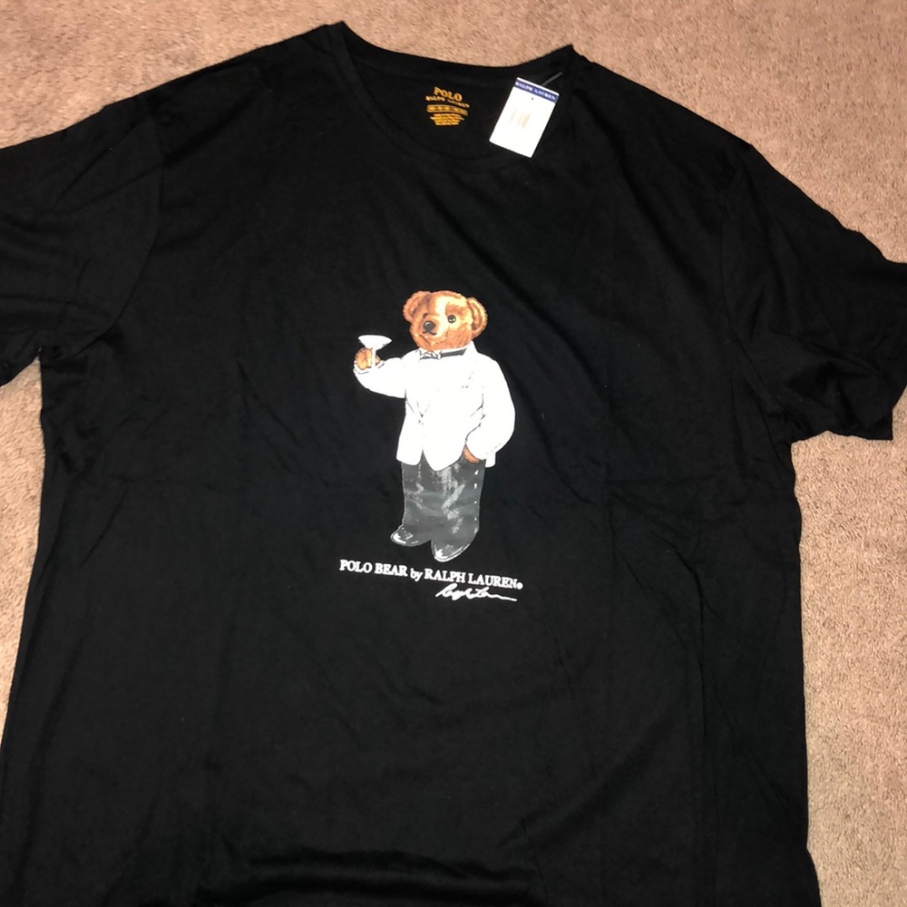 Men’s polo bear 🐻 black shirt NWT